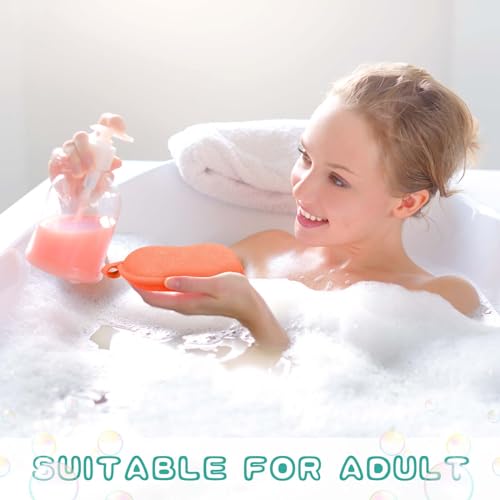 Tatuo 4 Pieces Baby Bath Sponge Cotton Baby Sponge Soft and Absorbent loofah for Kids Babies Men Women(Orange,Blue)