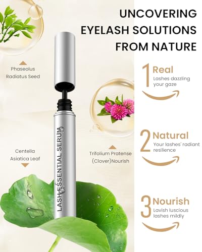 Eyelash Serum- Natural Comestic Eyelash Serum for Longer, Thicker Lashes & Brows, Boost Lash Serum Vegan & Cruelty-Free-Niacinamide, Centella Asiatica Leaf Extract(10 mL Silver)