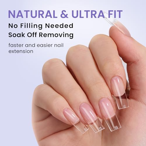 BTArtbox Square Gel Nail Tips - 320pcs Press on Nails Medium, Pre-shape Half Matte Clear False Tips, Full Cover Acrylic Fake Nails For Nail Extension, Home DIY Nail Salon 16 Sizes