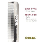 Kent 20T Black Graphite Handmade Folding Pocket Comb for Men, Fine Tooth Hair Comb Straightener for Everyday Grooming Styling Hair, Beard or Mustache, Use Dry or with Balms, Saw Cut, Made in England