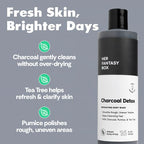 Her Fantasy Box | Charcoal Detox Exfoliating Body Wash – Activated Charcoal & Pumice Deep Cleanser with Tea Tree & Eucalyptus, Refreshing Exfoliation for Smoother Skin, Vegan & pH Balanced (8 oz)