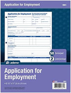 Adams Applications for Employment, 8.5 x 11 Inch, 3-Hole Punched, 50-Sheets/Pack, 2-Pack, White (9661)