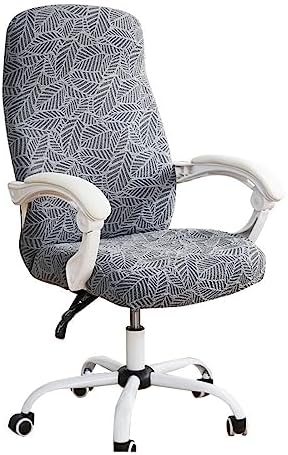 Relief Sculpture Office Chair Slipcovers for Rotating Office Computer Chair Cover with Zipper Universal Office Chair Cover Stretchable for Dogs -Light Gray-Large