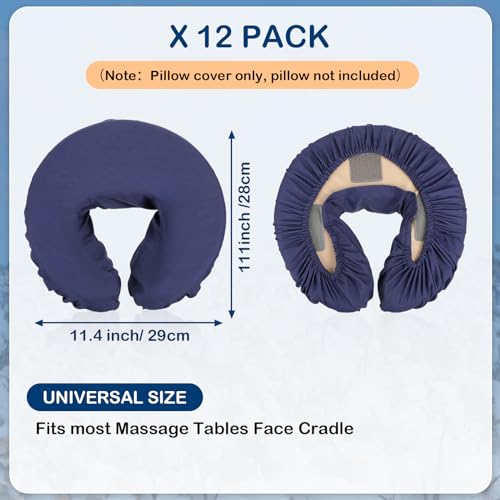 Tatuo 12 Pcs Face Cradle Covers for Massage Head Rest Microfiber Reusable Soft Thicker Massage Table Face Covers Oil Proof Headrest Cradle Sheets for Spa Beauty(Navy Blue)