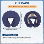 Tatuo 12 Pcs Face Cradle Covers for Massage Head Rest Microfiber Reusable Soft Thicker Massage Table Face Covers Oil Proof Headrest Cradle Sheets for Spa Beauty(Navy Blue)