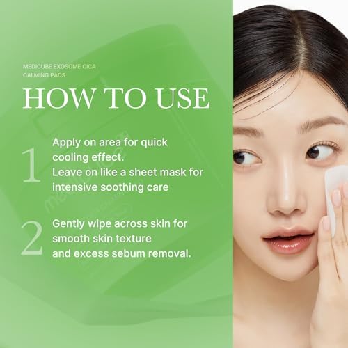 medicube Exosome CICA Tea Tree Calming Toner Pads for Sensitive Skin with Centella Asiatica Help Reduce Redness & breakouts. Low-irritating & Hydrating Daily Care, Korean Skincare, Vegan (100 Pads)