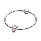 EZ Tuxedo Aristocats Marie Charms 925 Sterling Silver Lovely Cat Bead wih Pink Enamel for Bracelets