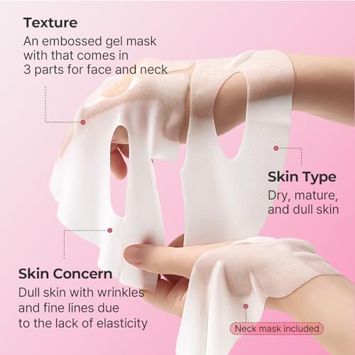 Torriden CELLMAZING Collagen Firming Gel Facial & Neck Sheet Mask (pack of 4) | Covering Neck Mask | 5D Collagen Complex, Amino Acid Complex, Peptide