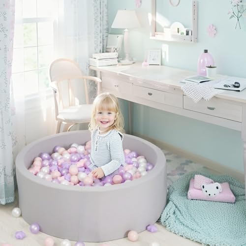 GOGOSO Balls for Ball Pit - Plastic Ball for Toddlers 1-3, Baby Kids Ball Pool Decoration 50 100 200 300 500 1000 (A Purple+Pink+White+Clear, 200 Balls)