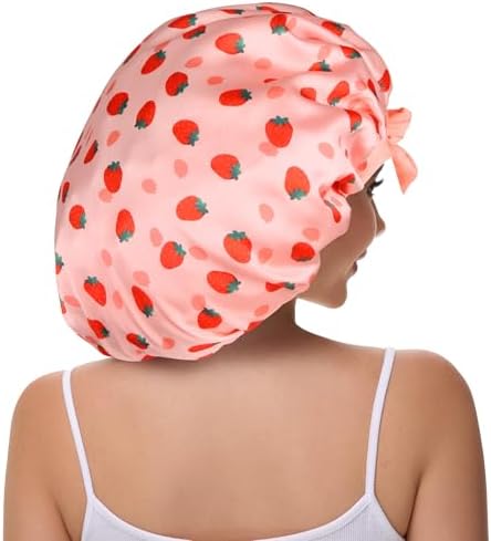 Double Layer Satin Bonnet with Tie Satin Lined Sleep Cap Hair Cover for Women's Curly Natural Hair