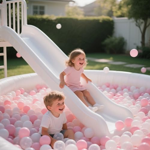 GOGOSO Ball Pit Balls for Toddler, Baby Plastic Playballs Kids Soft Pastel Pelotas Non-Toxic BPA-Free 2pink+White+Clear 500 Balls
