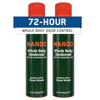 Mando Whole Body Deodorant For Men - Invisible Spray Deodorant - 72 Hour Odor Control - Low Irritation Formula - Aluminum Free, Benzene Free - 3.6 ounce Cans (Pack of 2) - Clover Woods