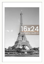 upsimples 16x24 Picture Frame, Display Pictures 14x20 with Mat or 16 x 24 Without, Wall Hanging Poster Frames, White, 1 Pack