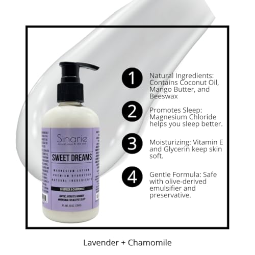 Sweet Dreams Magnesium Lotion - 10 oz | Hydrating & Soothing Body Lotion for All Skin Types | Natural Magnesium Enriched Moisturizer (10 oz., Lavender + Chamomile)