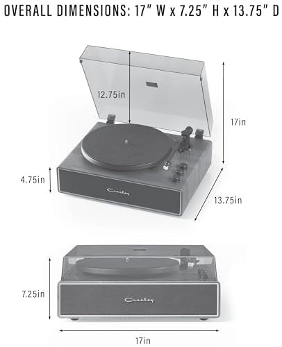 Crosley CR6046A-WAGL Stave 2-Speed Bluetooth Record Player Turntable with Built-in Speakers, Walnut