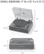 Crosley CR6046A-WAGL Stave 2-Speed Bluetooth Record Player Turntable with Built-in Speakers, Walnut