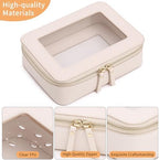 Clear Makeup Bag for Women Waterproof Travel Cosmetics and Toiletries Case Portable Makeup Oaganizer Bag Clear Car Bag with Zipper (Beige, M)