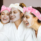 Semato Bachelorette Party Favor Set Bride Spa Headband Bride Headband and Bridesmaid Headband Skincare Headbands for Women Cute Bow Head Bands Party Supplies (1 bride+ 7pink dot)