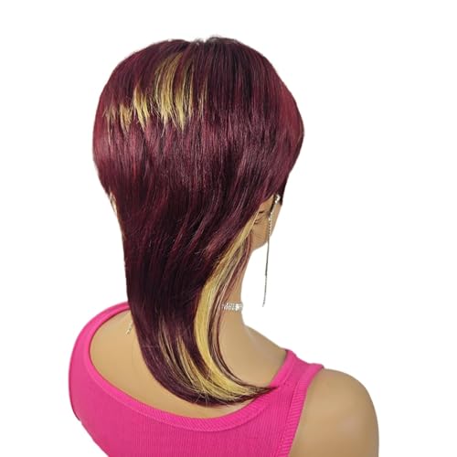 FCHW Short Pixie Cuts Wigs For Black Women Mullet Wig for Black Women Short Straight Black Ladies Wigs Synthetic Short Wigs For Black Women African American Women Wigs (21889)