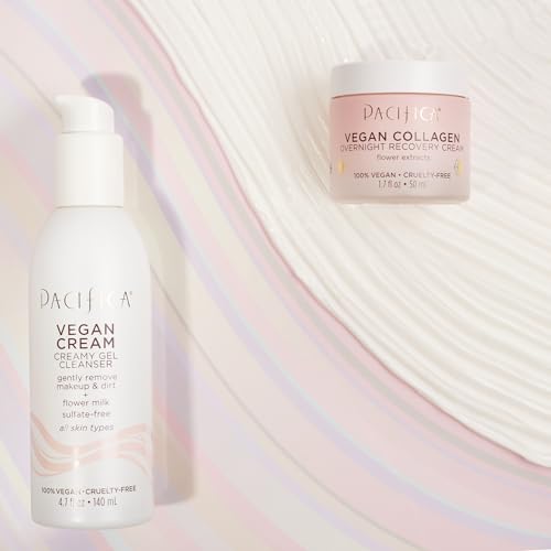 Pacifica Vegan Collagen Cream Gel Facial Cleanser - Daily Foaming Face Wash & Makeup Remover, Hydrating Anti-Aging Face Wash for Dry & Sensitive Skin, 4.7oz