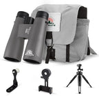 12x50 HD Binoculars for Adults – Powerful Waterproof Binoculars with Phone Adapter & Tripod Mount | BaK-4 Prism for Bird Watching, Hunting, Stargazing, Travel & Cruise - Grey