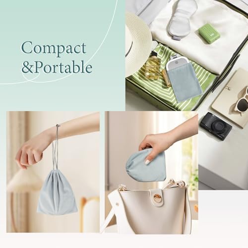 FUNTOUCH Compact Travel Lighted Makeup Mirror, Rechargeable Double-Sided 1X10X Magnification Mirror with 3 Lights, Handheld Tabletop Portable Hanginig Mirror with Bag, Dimmable Touch Screen