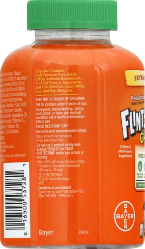 Flintstones Gummies Kids Vitamins with Immunity Support*, Kids and Toddler Multivitamin with Vitamin C, Vitamin D, B12, Zinc & More, Orange 150ct, (Pack of 2)