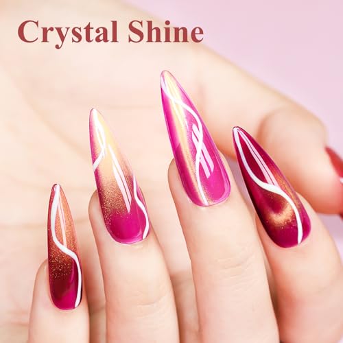 Cat Eye Gel Nail Polish Set-10 Colors with Magnet Cats Eye Gel Polish Silver Pink Blue Jelly Glass Effect Crystal Glitter Cateye UV Gel Kit Home Manicure DIY Nail Art