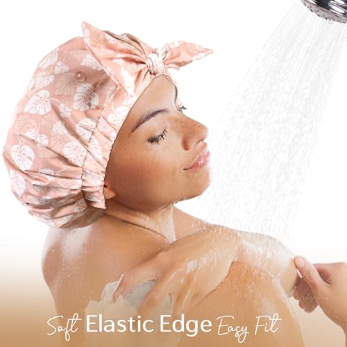 Yanibest Luxury Non-Slip Shower Cap for Women, Adjustable Waterproof Shower Cap, Reusable Cute Shower Cap Hair Cap to Keep Hair Dry