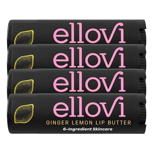 Natural Lip Butter Lip Balm - Ginger Lemon - Pure Enough to Eat - Made With Just 6 Vegan Ingredients - 100% Natural & Organic Moisturizing Lip Care for All Day Hydration (4-Pack)