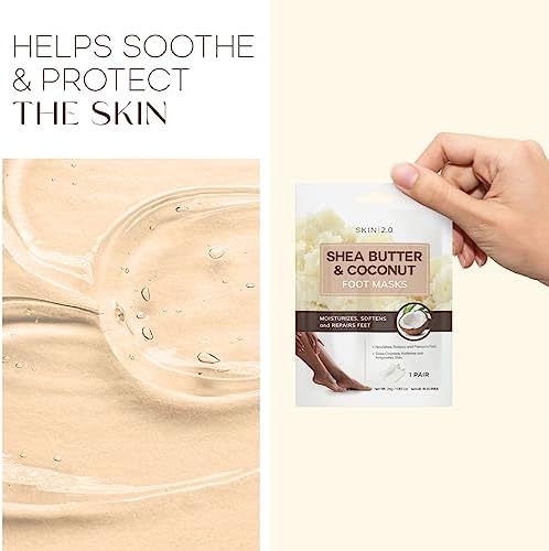 Shea Butter & Coconut Foot Masks - Softens Calluses, Treats Cracked Heels, Soothing & Hydrating - Dermatologist Tested Korean Skincare - Clean Beauty, Cruelty-Free, All Skin Types - 3 Pairs