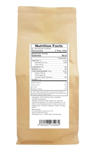 Zimmermann Organic Oat Milk Powder 2.2lb 1000g, New Quality - Made in Belgium, Makes 2.64 gallons Vegan Milk Substitute, Lactose-Free