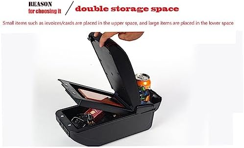 OQHAIR Armrest Box Dual Layer Car Armrest Cup Holder Center Centre Console Storage Box Tray Leather For VW For Polo Mk4 2002-2009 (9N/9N3)