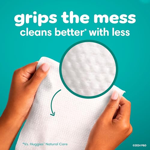 Pampers Baby Wipes, Free & Gentle, Hypoallergenic and Unscented Wipe, 100% Plant Based, Plastic-Free for Babies, 624 Total (8 Flip-Top Packs)