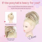 HOOJIH Ponytail Extension, Claw Clip in Straight Messy Hair Bun 9 Inch Short Ponytail Extension with Bendable Metal Wire Hair Pieces for Women Fake Hair Bun DIY Styles - Honey Blonde