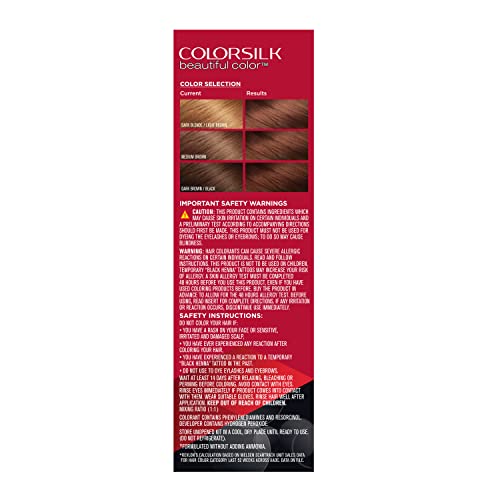 Revlon ColorSilk Permanent Hair Color, 100% Gray Coverage Dye Kit, Ammonia-Free, Keratin and Amino Acids, Red Shades, 44 Medium Reddish Brown (Pack of 3)
