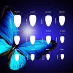 3D Butterfly Wings Press on Nails Green Gradient False Nails Black Curve Line Gel Glue on Nails Medium Almond Glossy Pink Ombre Acrylic Fake Nails Sparkly Powder Stick on Nail for Coquette Women 24Pcs