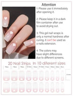 Semi Cured Gel Nail Strips |Gel Polish Nail Wraps | Gel Nail Stickers, UV Light Required-Valentine Style F
