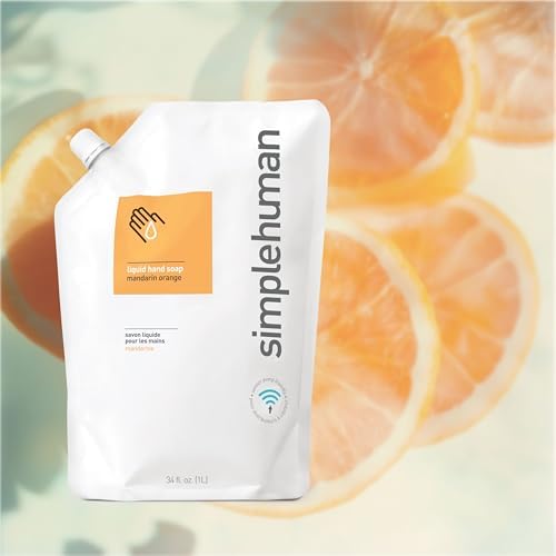 simplehuman Mandarin Orange Moisturizing Liquid Hand Soap Refill Pouch, 34 Fl. Oz.