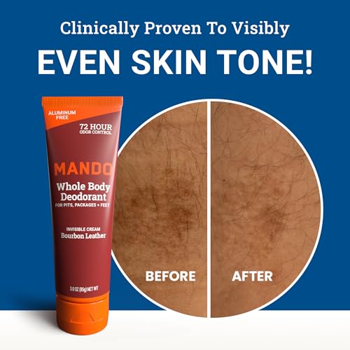 Mando Whole Body Deodorant For Men - Invisible Cream - 72 Hour Odor Control - Aluminum Free, Baking Soda Free, Skin Safe - 3 Ounce Tube (Pack of 2) - Bourbon Leather and Mount Fuji