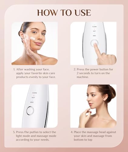 7 Color Galvanic Machines - Red Light Therapy for Face and Neck, Face Massager Tool for Wrinkles, Double Chin, Vibrating Facial Massager with Thermals, White