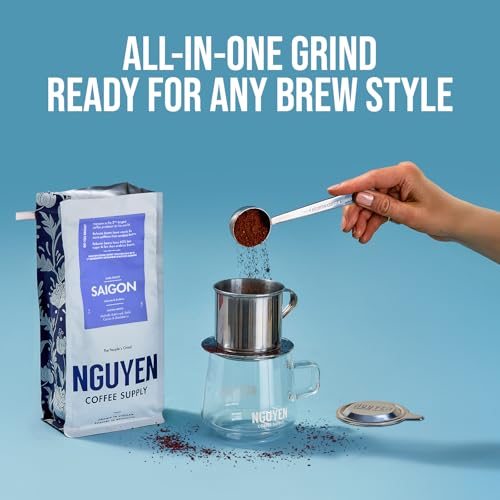 Nguyen Coffee Supply - Saigon Arabica Robusta Blend: Dark Roast Premium Ground Coffee Beans, Vietnamese Single Origin, Direct Trade, Low Acid with High Caffeine, Roasted in Brooklyn [5 lb Bag]