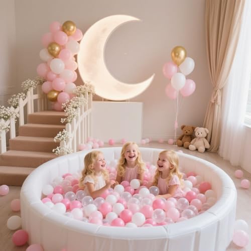 GOGOSO Ball Pit Balls for Toddler, Baby Plastic Playballs Kids Soft Pastel Pelotas Non-Toxic BPA-Free 2pink+White+Clear 200 Balls