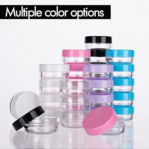 5 Gram Sample Containers with Lids, 200 Count 5ML Sample Jars, Empty Cosmetic Containers with Lids, Small Makeup Travel Containers for Glitter, Lotion, Cream, Beads, with Labels, Mini Spatulas