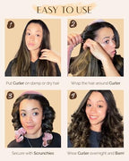 Yanibest Super Soft Satin Heatless Curler Set, Overnight Hair Curler to Sleep in, No Heat Curling Rods, with Satin Scrunchies and Clip