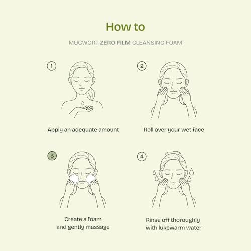 Orien Mugwort Zero Film Cleansing Foam 5.07 fl.oz, 150ml ㅣDaily Makeup Blackhead Removal No pore clogging Korean skincare double cleansing