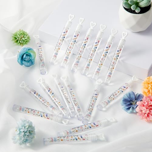 120 Count Wedding Mini Bubble for a Wedding Wands Bulk Heart Bubble Wand for Guests Send Off Party Supplies Valentine Anniversaries Celebration (Wild Flower)