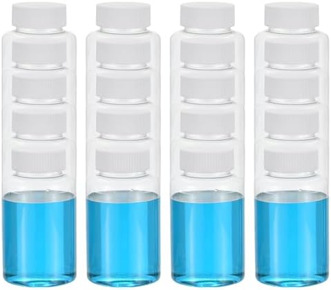 PATIKIL 20 Pcs 150ml Reagent Bottles, PET Wide Mouth Round Bottles with Screw Cap for Lab Water Reagent Liquids Solid Sample Storage Seal, Transparent
