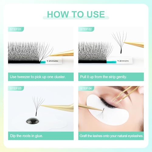NAGARAKU 6D W Shape Eyelash Extension Supplies Natural Soft Volume 0.07mm C curl 8-12mm Mix Premade Fans Faux Mink Matte Black Cluster Easy Fanning False Lashes