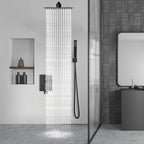 Aolemi Shower Faucet Set Rain Shower System with Handheld Spray Bathroom Shower Combo Rough-in Valve and Shower Trim Kit Included Matte Black 8 Inch Wall Mount Shower Head